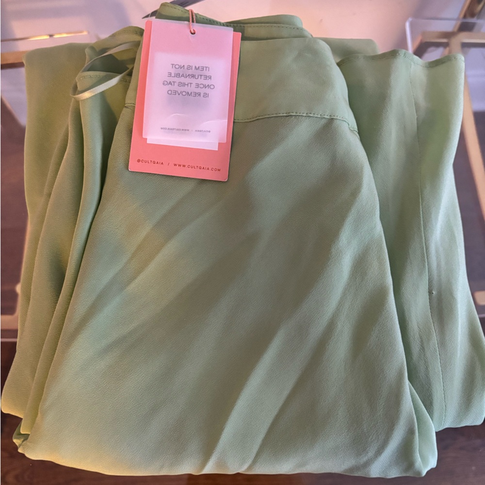 NWT CULT GAIA Beckett Flowy Wide Leg Chiffon Silk Pants in Spearmint Green - Picture 9 of 9
